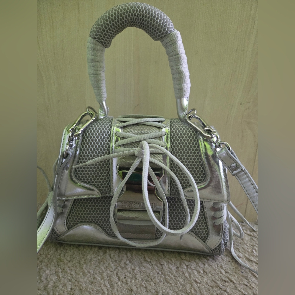 Steve Madden "DIEGO" Silver Metallic Crossbody Bag